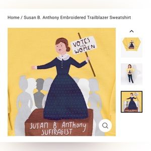 New Piccolina Susan B. Anthony Embroidered Trailblazer Sweatshirt Size 7